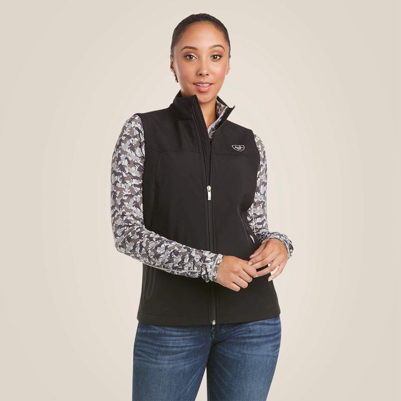 Black Ariat New Team Softshell Vest | 46ZUTOGDA