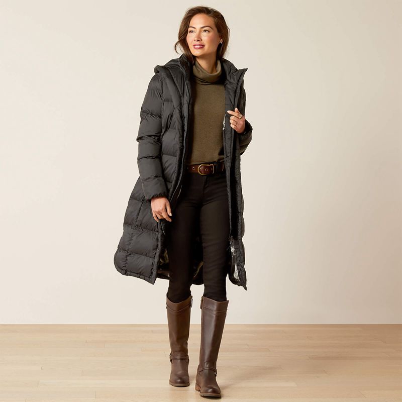 Black Ariat Norfolk Long Puffa Coat | 30EOHUFPG