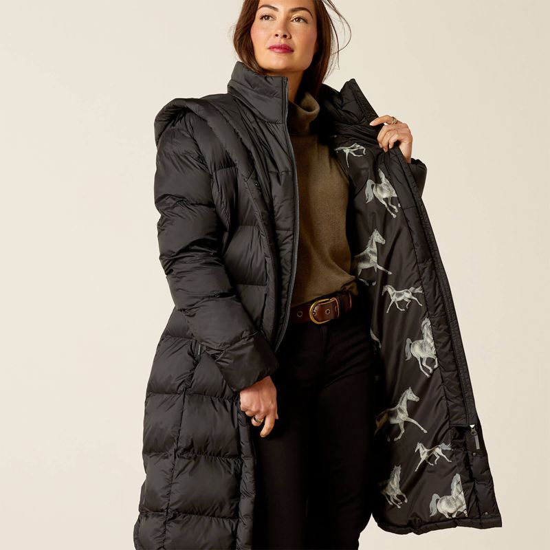 Black Ariat Norfolk Long Puffa Coat | 30EOHUFPG