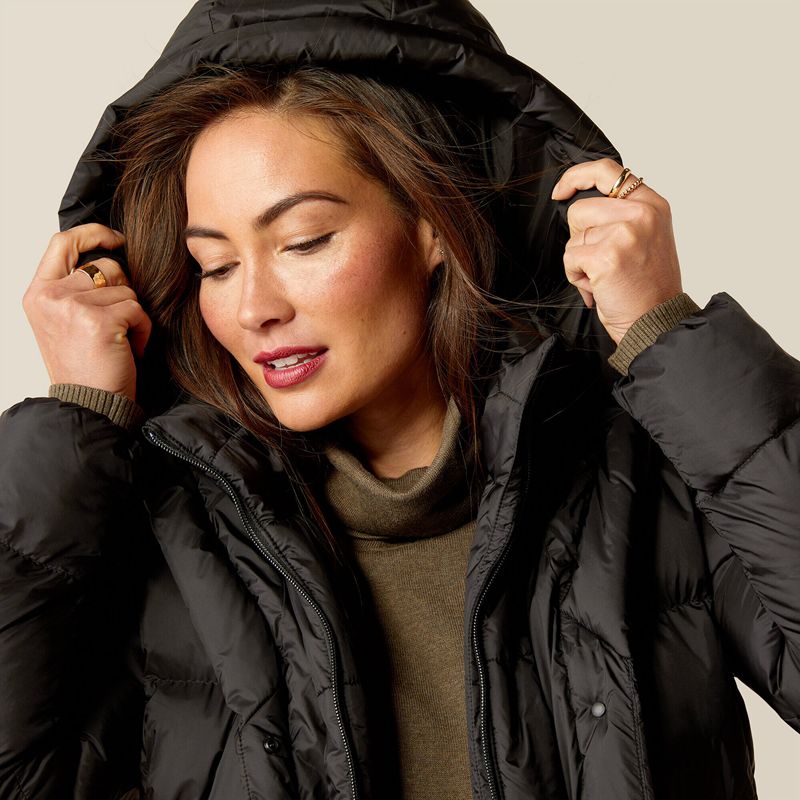 Black Ariat Norfolk Long Puffa Coat | 30EOHUFPG