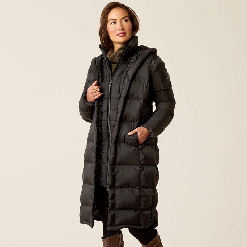 Black Ariat Norfolk Long Puffa Coat | 30EOHUFPG