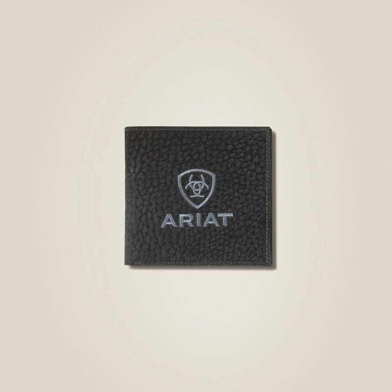 Black Ariat Pebble Leather Logo Bifold Wall | 96YXCNOQJ