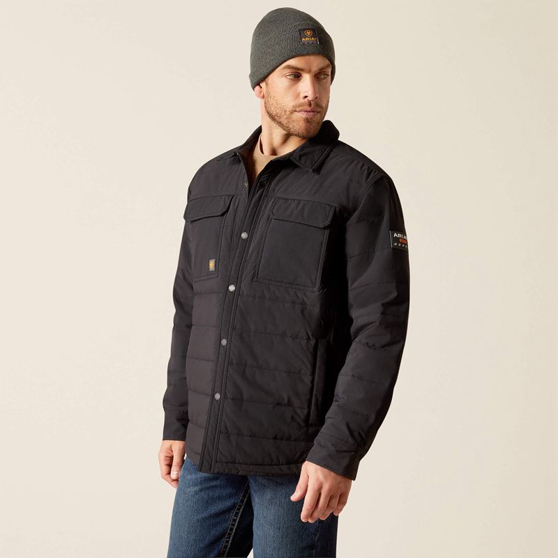 Black Ariat Rebar Cordura Ripstop Insulated Shirt Jacket | 95ZYSLMWD