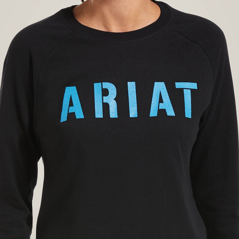 Black Ariat Rebar Cotton Strong Block T-Shirt | 83BEUYWXC