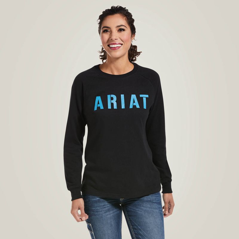 Black Ariat Rebar Cotton Strong Block T-Shirt | 83BEUYWXC