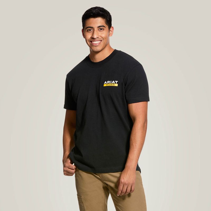 Black Ariat Rebar Cotton Strong Roughneck Graphic T-Shirt | 36IZYCKTD