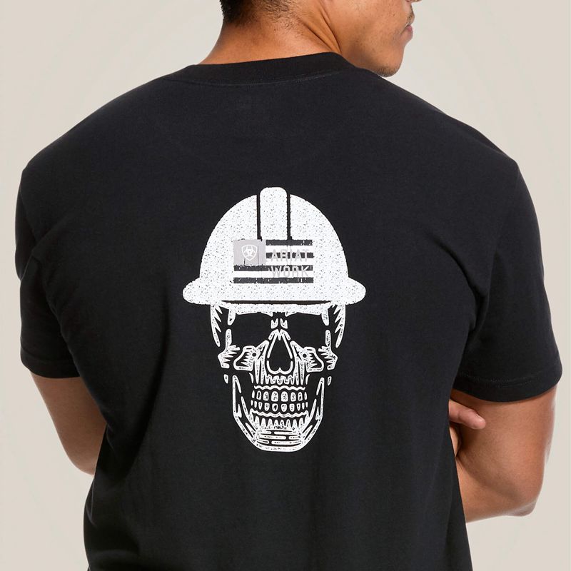 Black Ariat Rebar Cotton Strong Roughneck Graphic T-Shirt | 36IZYCKTD