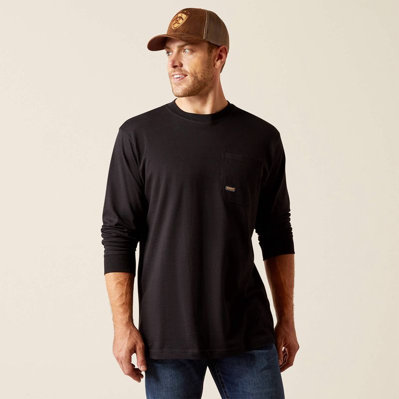 Black Ariat Rebar Cotton Strong Whlf T-Shirt | 81ACUQLRG