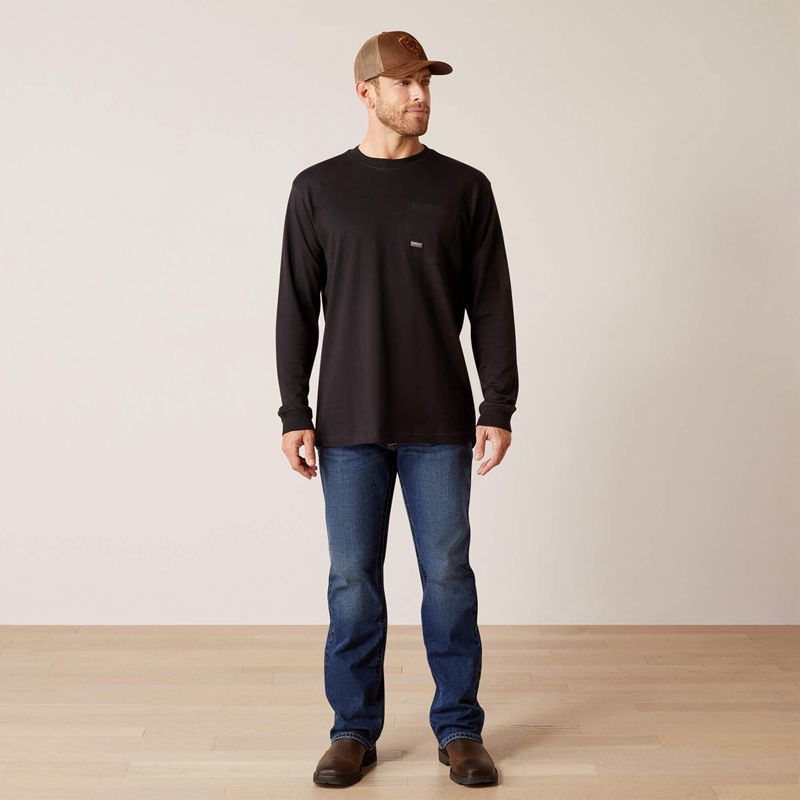 Black Ariat Rebar Cotton Strong Whlf T-Shirt | 81ACUQLRG