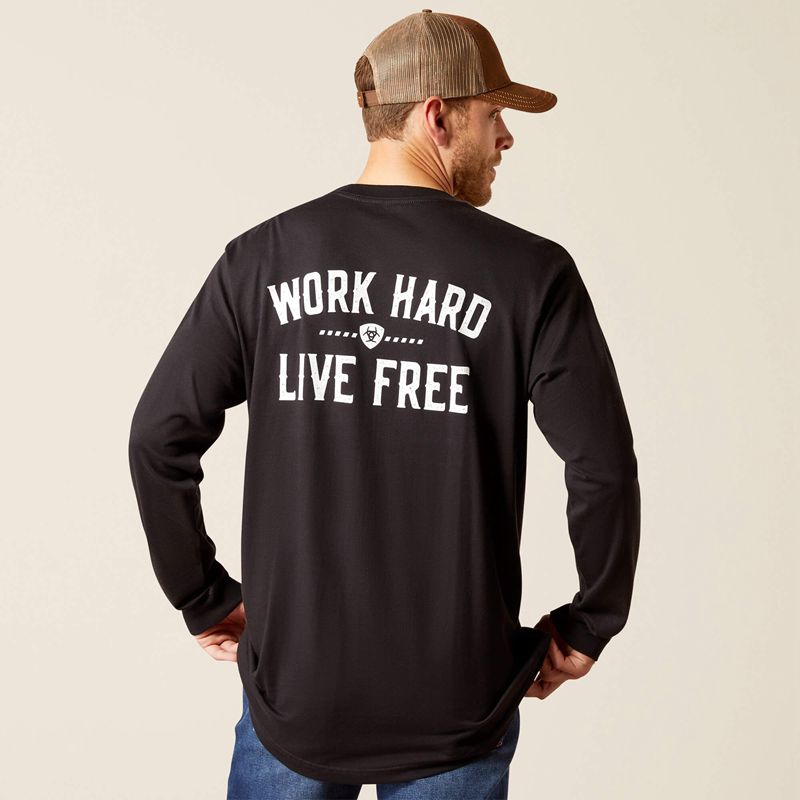 Black Ariat Rebar Cotton Strong Whlf T-Shirt | 81ACUQLRG