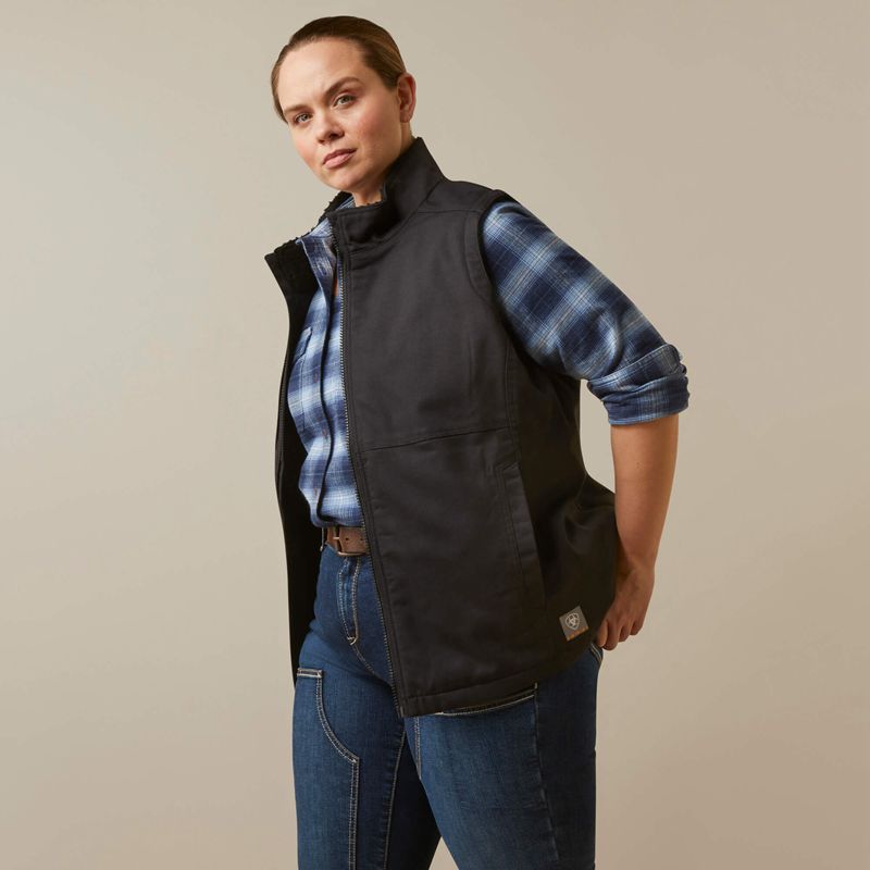 Black Ariat Rebar Duracanvas Insulated Vest | 04RFISXLN