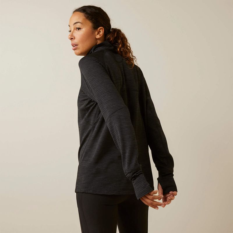 Black Ariat Rebar Gridwork Baselayer 1/4 Zip T-Shirt | 14TLWDAXZ