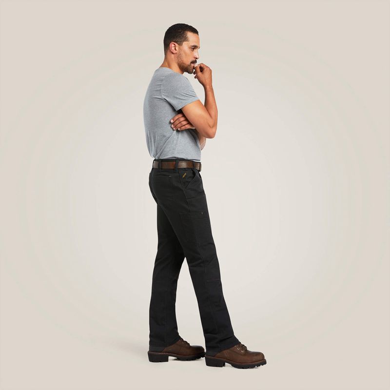 Black Ariat Rebar M7 Slim Durastretch Made Tough Double Front Straight Pant | 64UFHMPCT