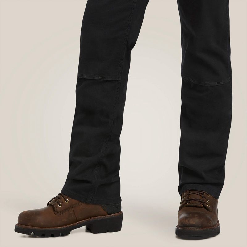 Black Ariat Rebar M7 Slim Durastretch Made Tough Double Front Straight Pant | 64UFHMPCT