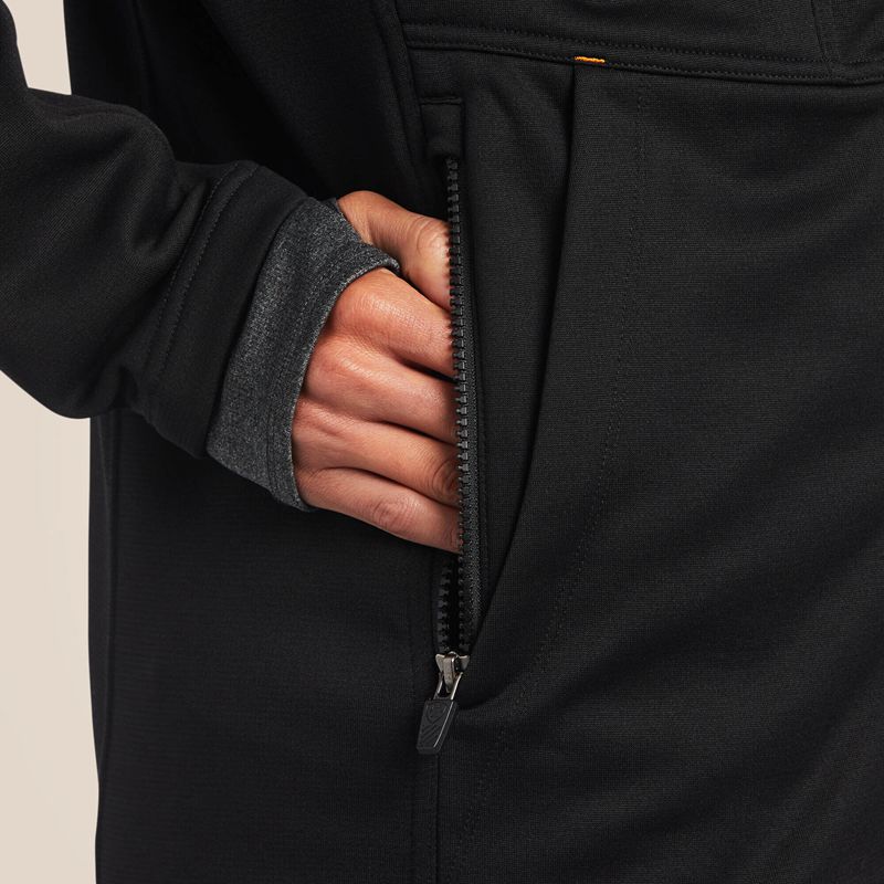 Black Ariat Rebar Polartec Elite Full Zip Sweatshirt | 85KLHXRFM