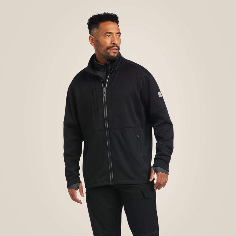 Black Ariat Rebar Polartec Elite Full Zip Sweatshirt | 98RPHWDGL