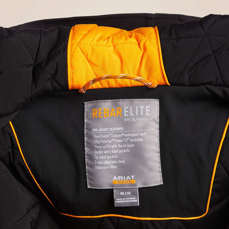 Black Ariat Rebar Polartec Elite Waterproof Insulated Jacket | 96CVMUKJA