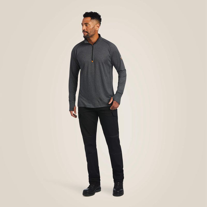 Black Ariat Rebar Polartec Elite ¼ Zip Baselayer | 37RDMVUXQ