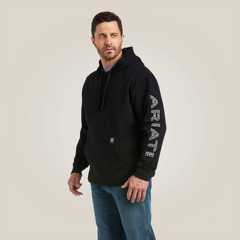 Black Ariat Rebar Roughneck Pullover Hoodie | 07QVJWHGO