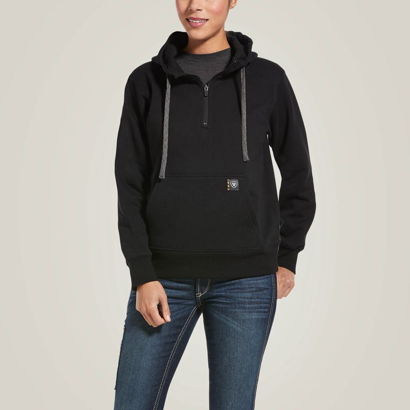 Black Ariat Rebar Skill Set 1/2 Zip Hoodie | 64POVYUAN