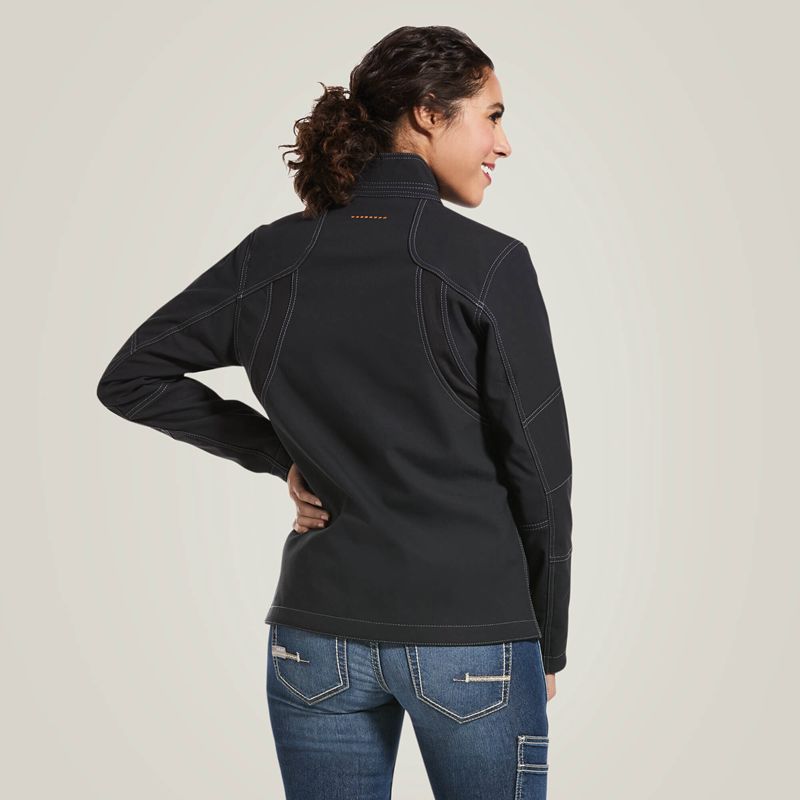 Black Ariat Rebar Stretch Canvas Softshell Jacket | 62DSCBIWE