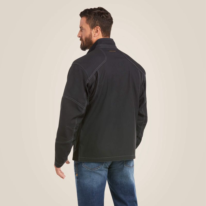 Black Ariat Rebar Stretch Canvas Softshell Jacket | 43QWESVDK