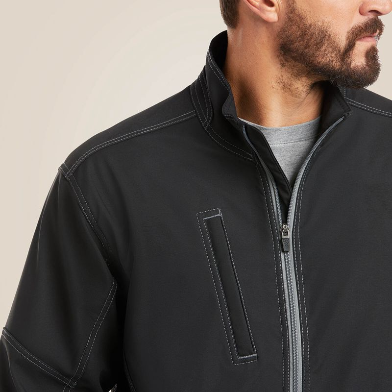 Black Ariat Rebar Stretch Canvas Softshell Jacket | 43QWESVDK