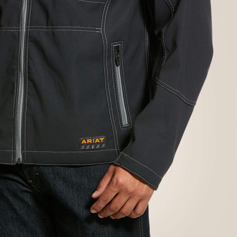 Black Ariat Rebar Stretch Canvas Softshell Jacket | 43QWESVDK