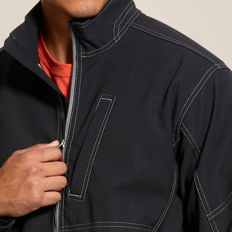 Black Ariat Rebar Stretch Canvas Softshell Jacket | 43QWESVDK