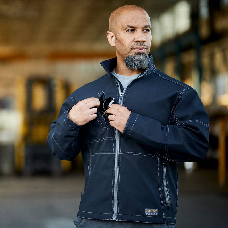 Black Ariat Rebar Stretch Canvas Softshell Jacket | 43QWESVDK