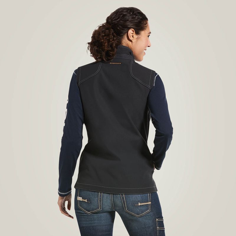 Black Ariat Rebar Stretch Canvas Softshell Vest | 51DQNMPAG