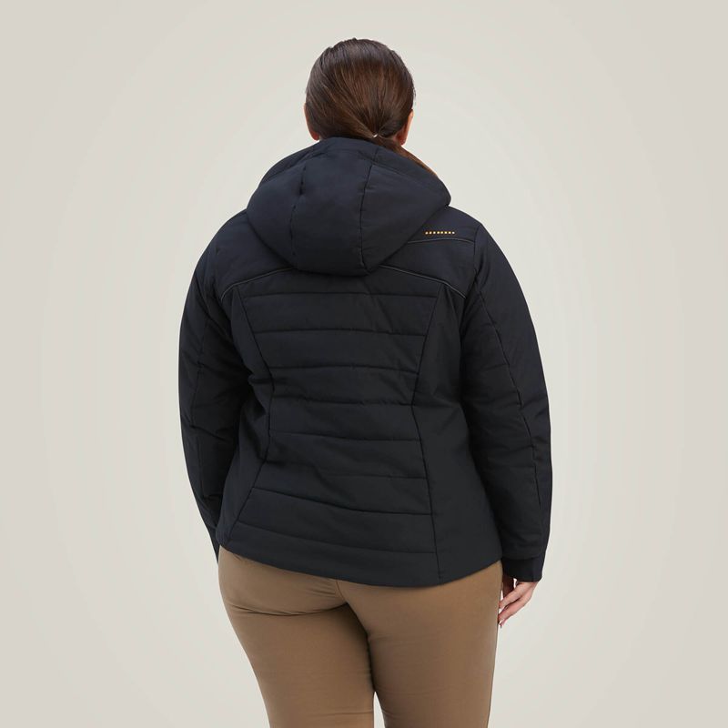 Black Ariat Rebar Valkyrie Stretch Canvas Insulated Jacket | 92CNJMUFX