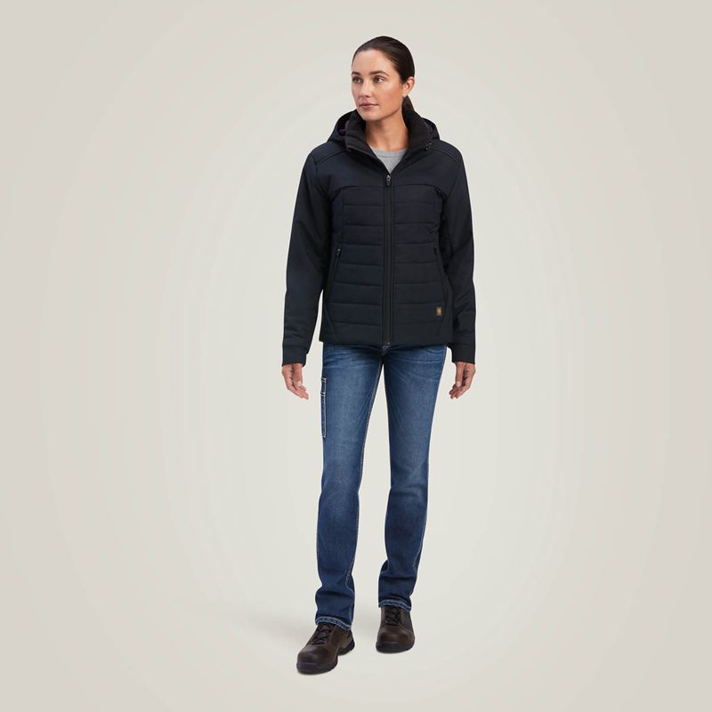 Black Ariat Rebar Valkyrie Stretch Canvas Insulated Jacket | 92CNJMUFX