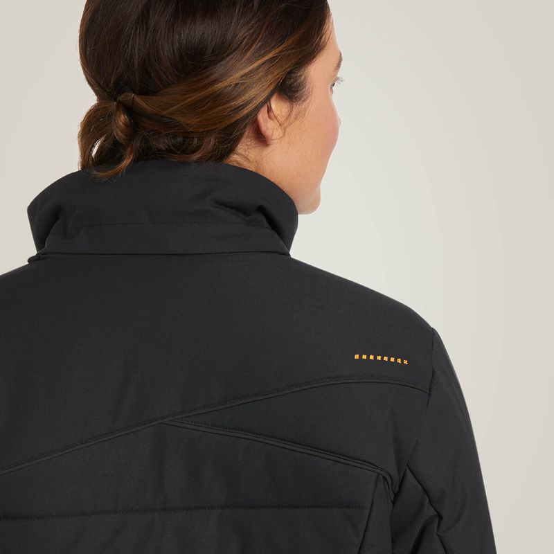 Black Ariat Rebar Valkyrie Stretch Canvas Insulated Jacket | 92CNJMUFX