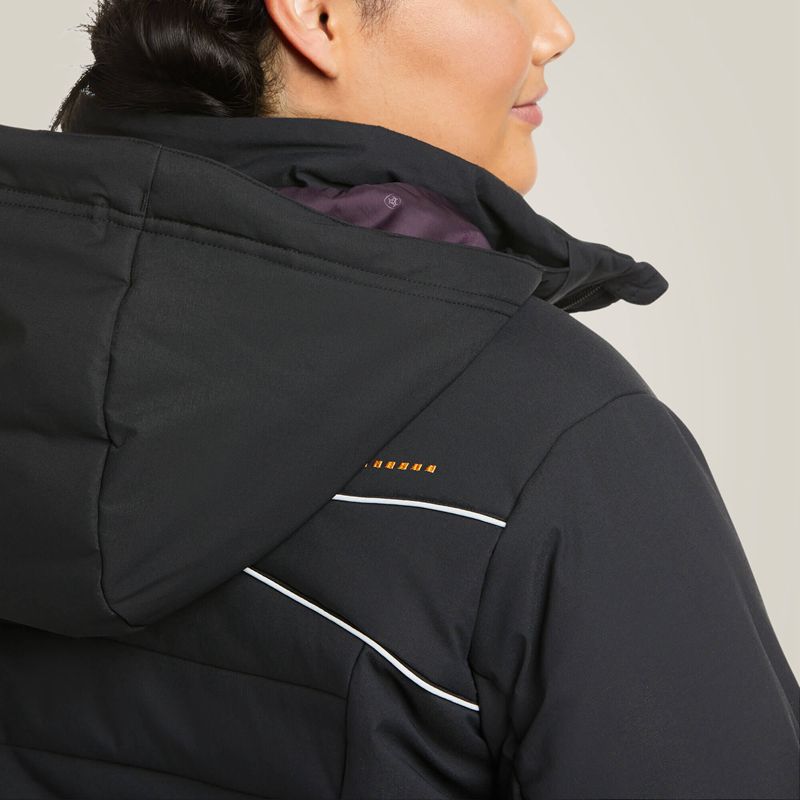 Black Ariat Rebar Valkyrie Stretch Canvas Insulated Jacket | 92CNJMUFX