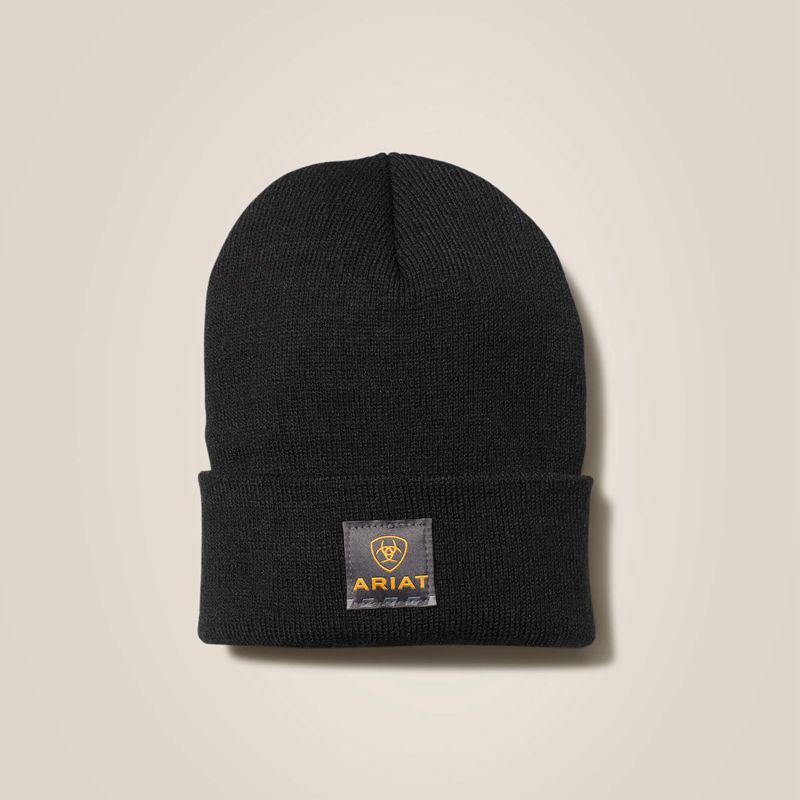 Black Ariat Rebar Watch Cap | 89KANVXOL