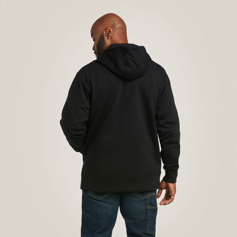 Black Ariat Rebar Workman 1/4 Zip Hoodie | 71HGZASXQ