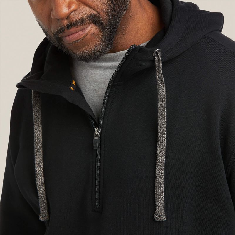 Black Ariat Rebar Workman 1/4 Zip Hoodie | 71HGZASXQ