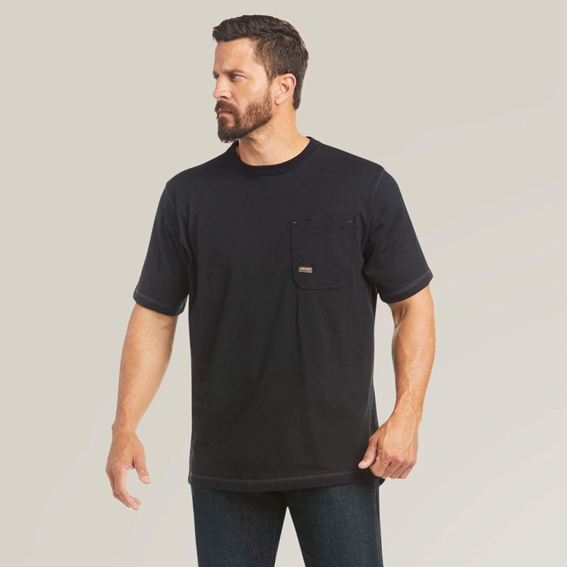 Black Ariat Rebar Workman Logo T-Shirt | 58OLUTYRM