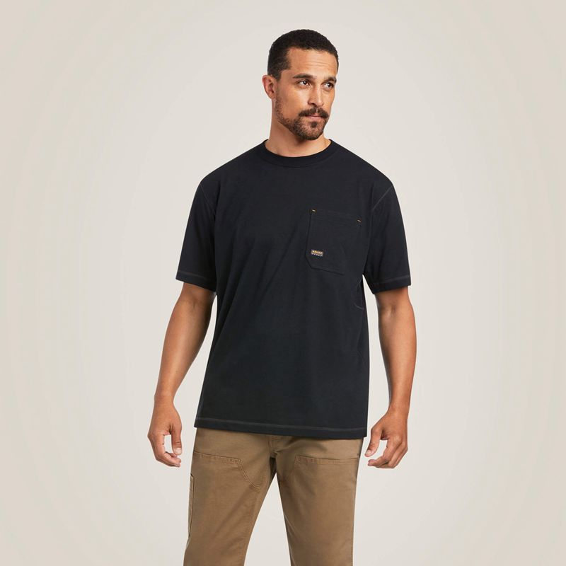 Black Ariat Rebar Workman Reflective Flag T-Shirt | 15IDLYUGK