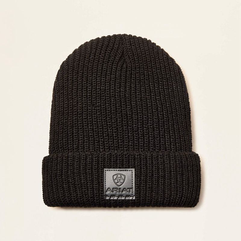 Black Ariat Rib Knit Insulated Cap | 79FHMPKJB