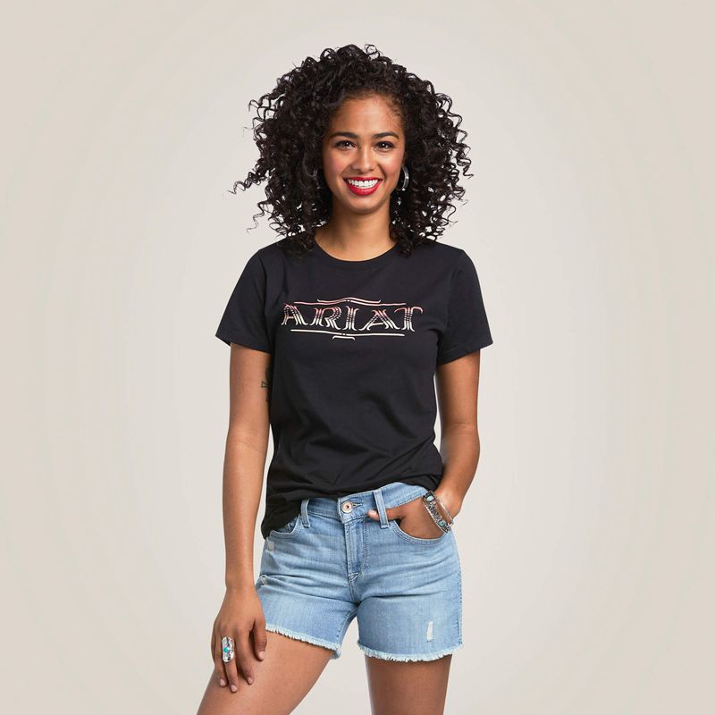 Black Ariat Serape Style T-Shirt | 23QWRJXFA