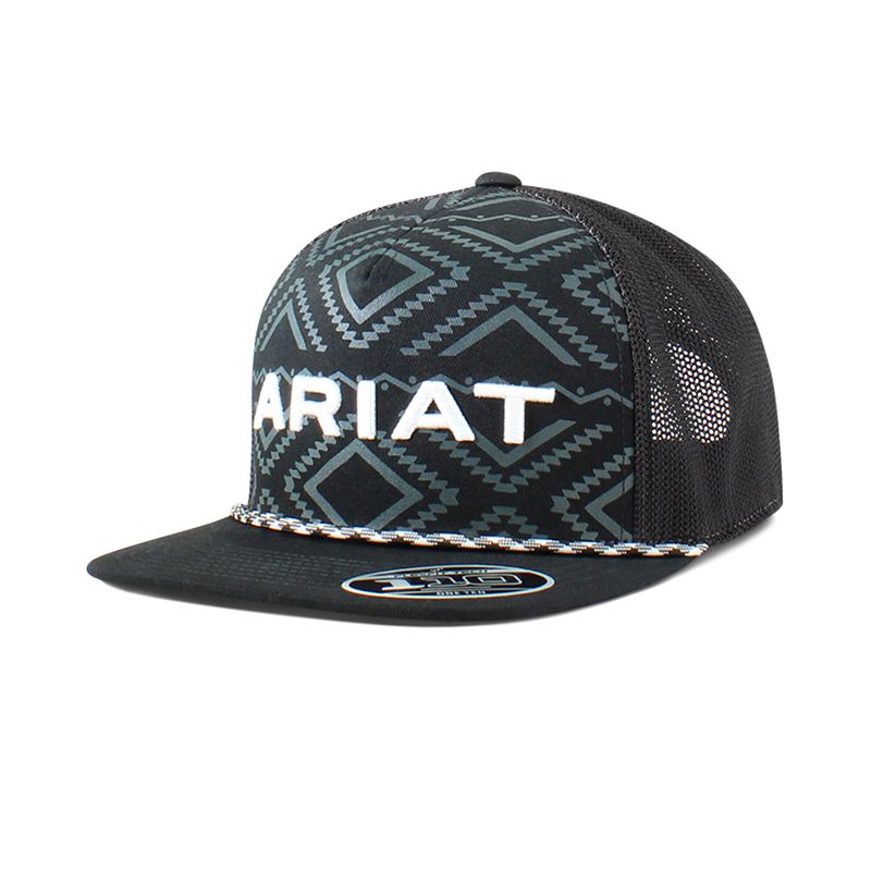 Black Ariat Southwest Print Logo Rope Cap | 74TCQFUZJ