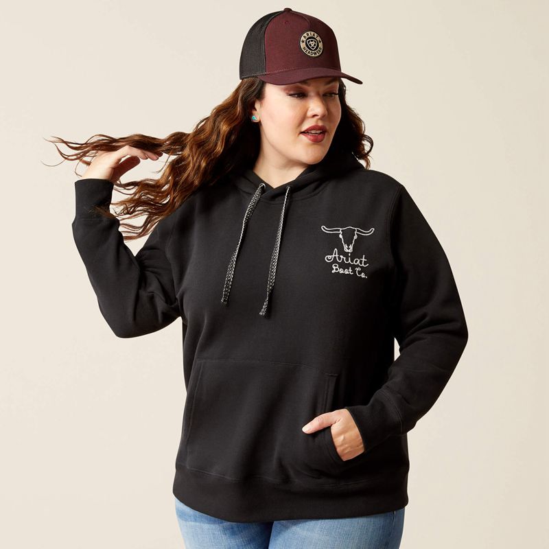 Black Ariat Steer Stitch Hoodie | 53PSUIAQD