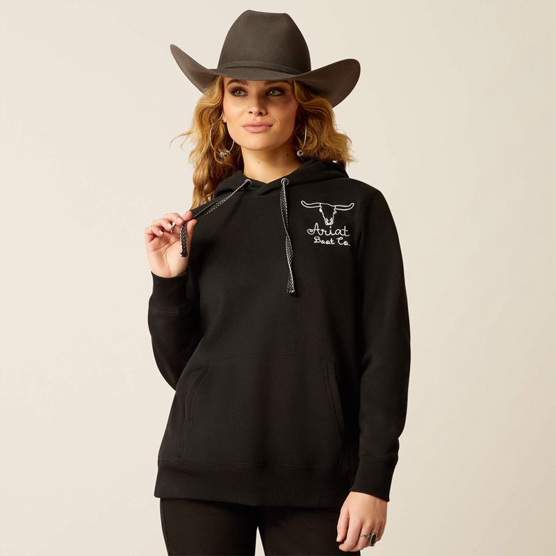 Black Ariat Steer Stitch Hoodie | 53PSUIAQD