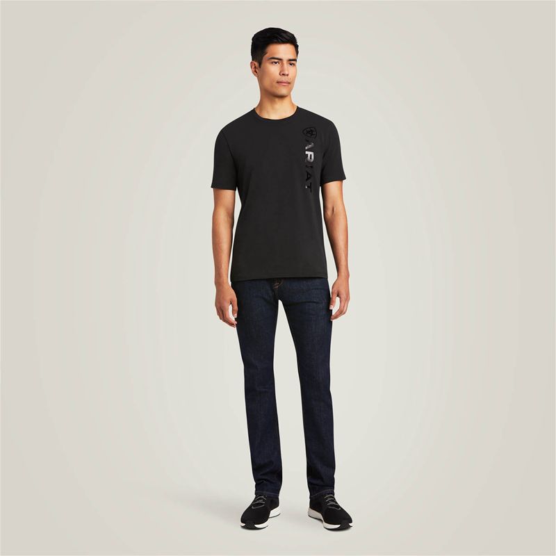 Black Ariat Vertical Logo T-Shirt | 09SZUHFKN