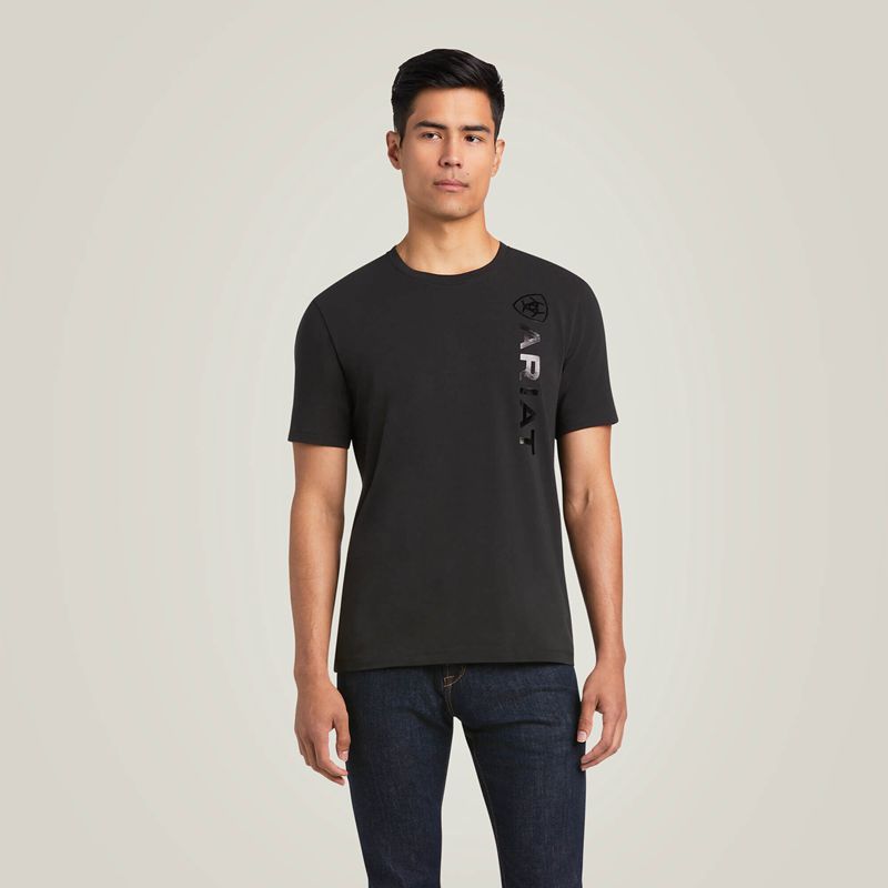 Black Ariat Vertical Logo T-Shirt | 09SZUHFKN