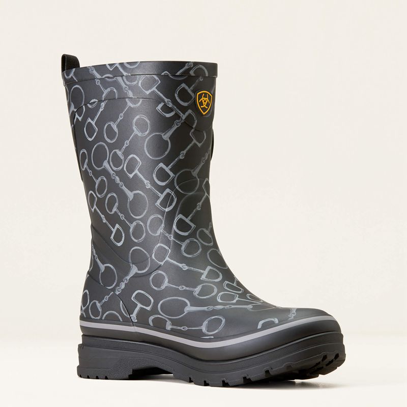 Black Bit Print Ariat Kelmarsh Mid Rubber Boot | 57MISKRLN