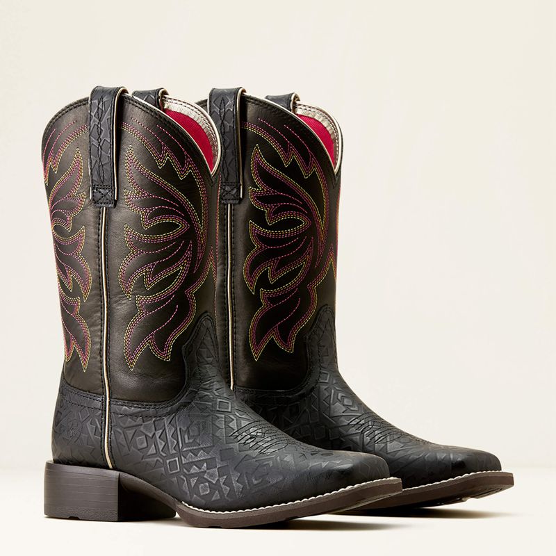 Black Blanket Emboss/Limousine Black Ariat Buckley Western Boot | 68XZDMKCA