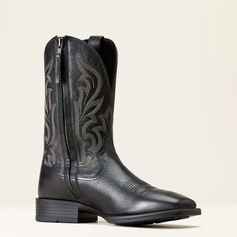 Black Deertan Ariat Slim Zip Ultra Western Boot | 45XALJTZD